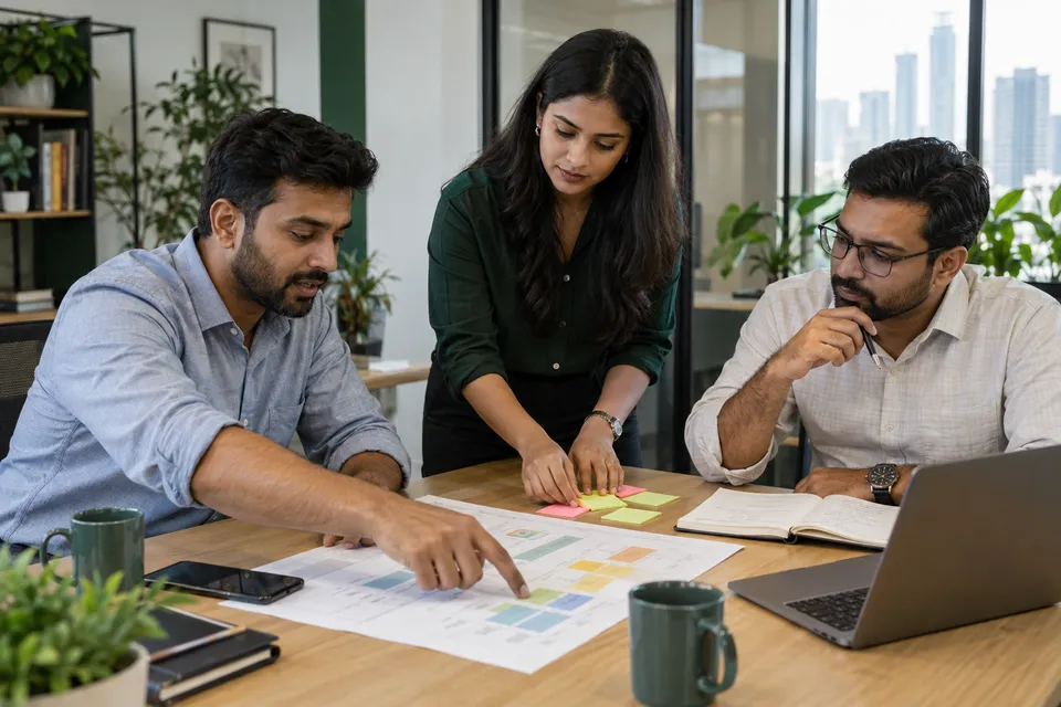 Illustrative planning workshop: Indian professionals mapping project priorities together